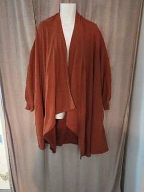 FP Beach M/L Very Oversized Lightweight Open-Front Cardigan in Rust